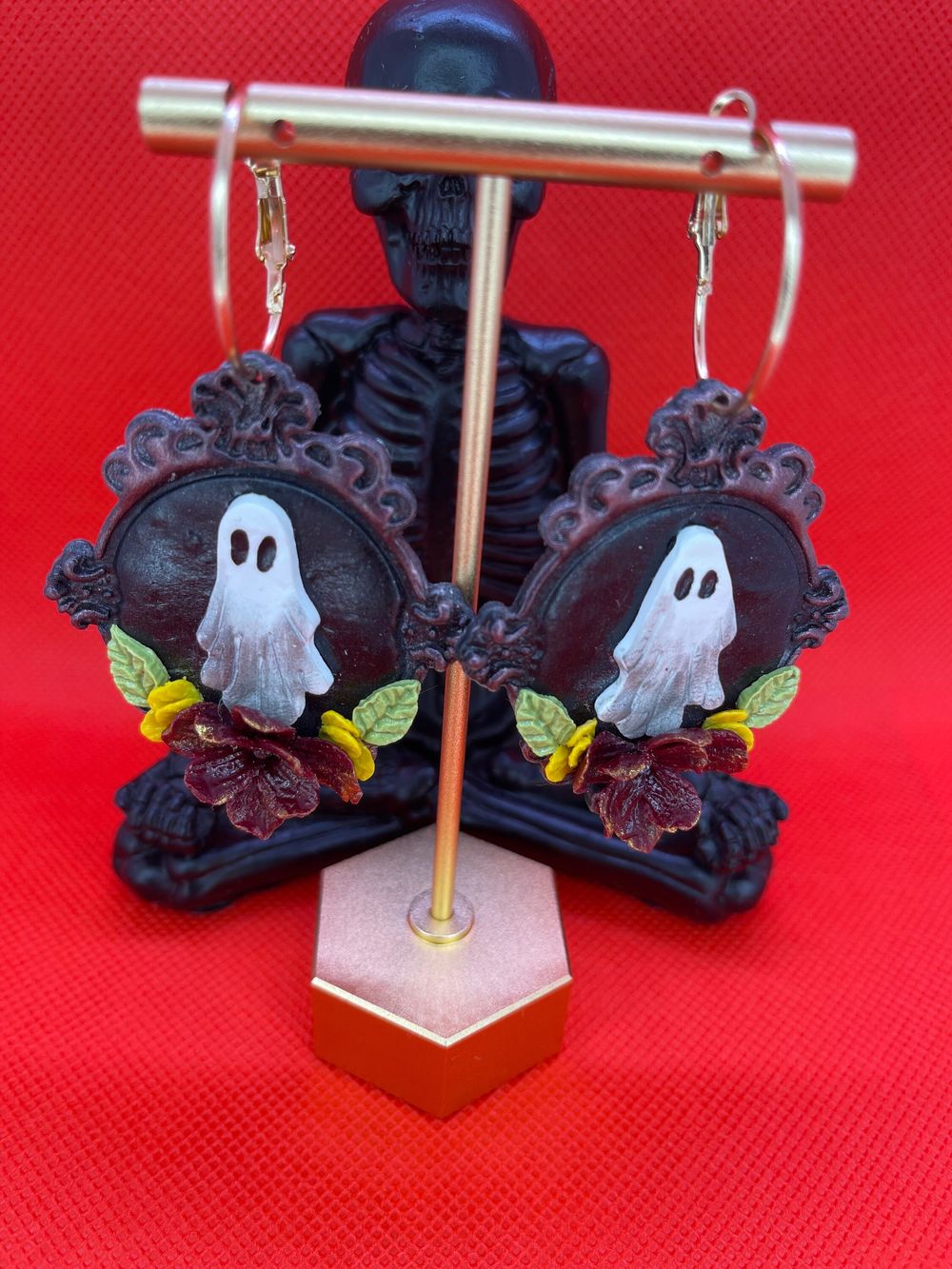 Frame Floral Ghost Earrings, Flower Ghost Earrings, Floral C...