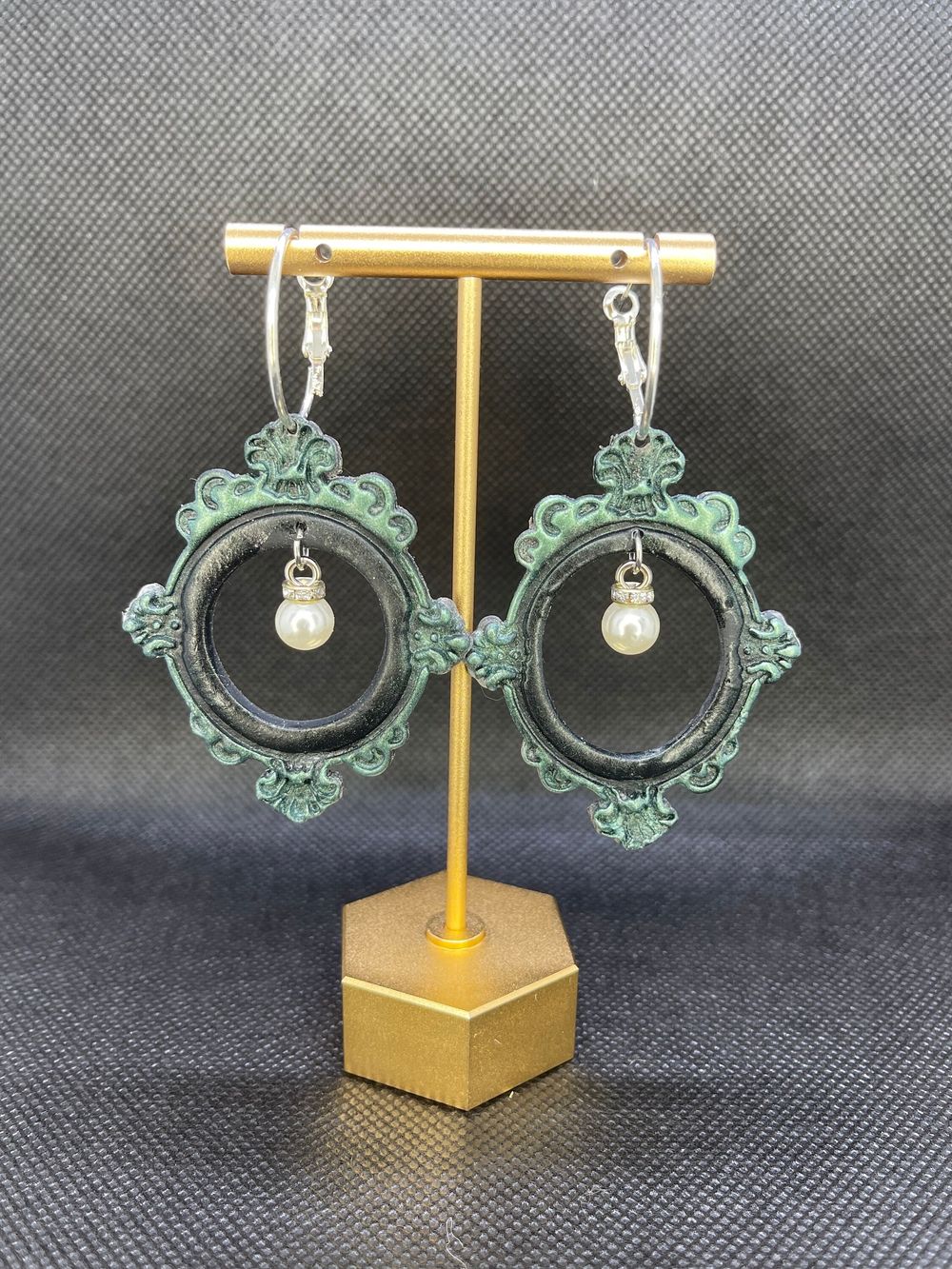 Frame Pearl Earrings, Pearl  Earrings, Clay Earrings, Polyme...
