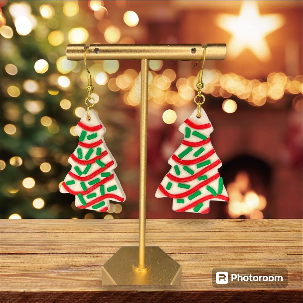 Christmas Snack Cake Dangle Earrings - Polymer Clay Earrings...