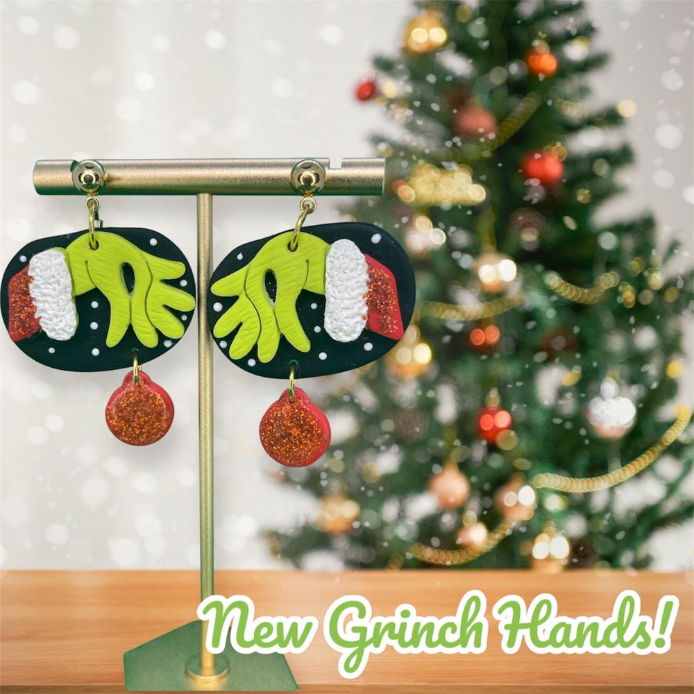 You’re A Mean One Earrings | Polymer Clay Earrings | Christm...
