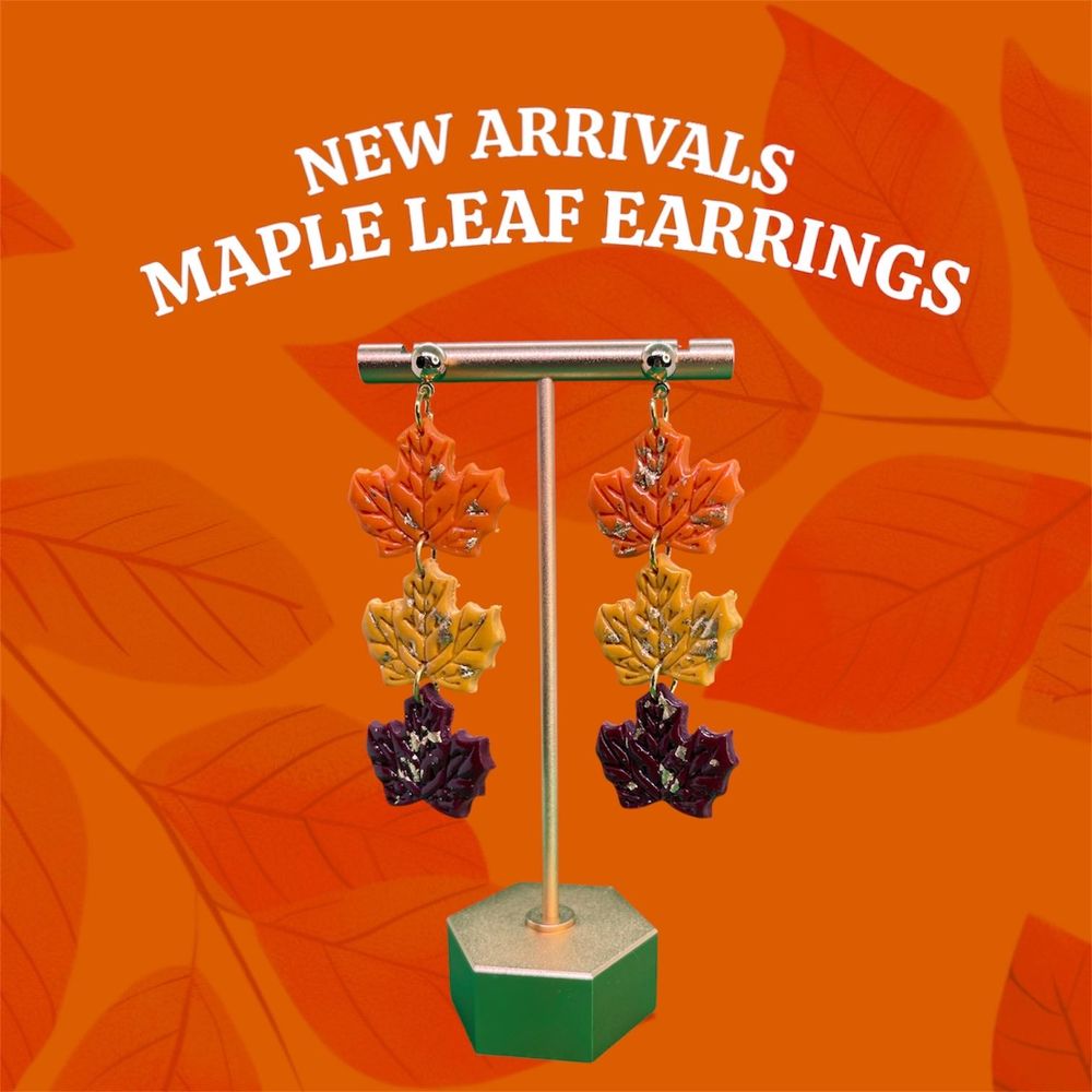 Maple Leaf Earrings | Fall Leaf Polymer Clay Earrings | Mapl...