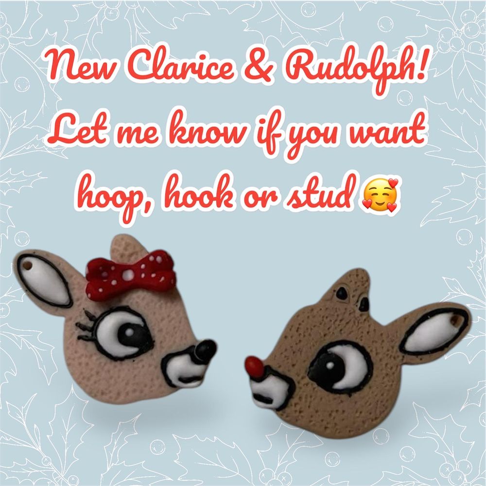 Christmas Clay Earrings| Holiday Clay Earrings |Rudolph Clay...