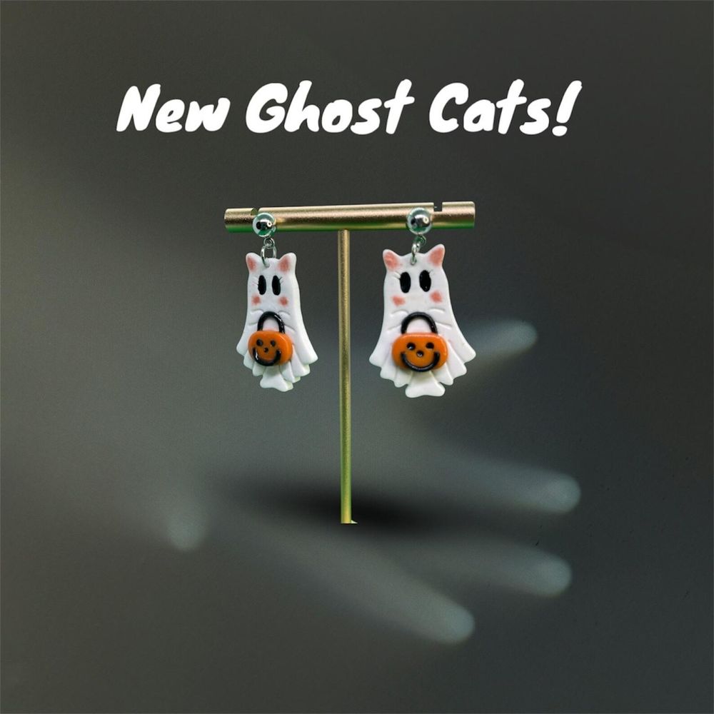 Ghost Cat Earrings