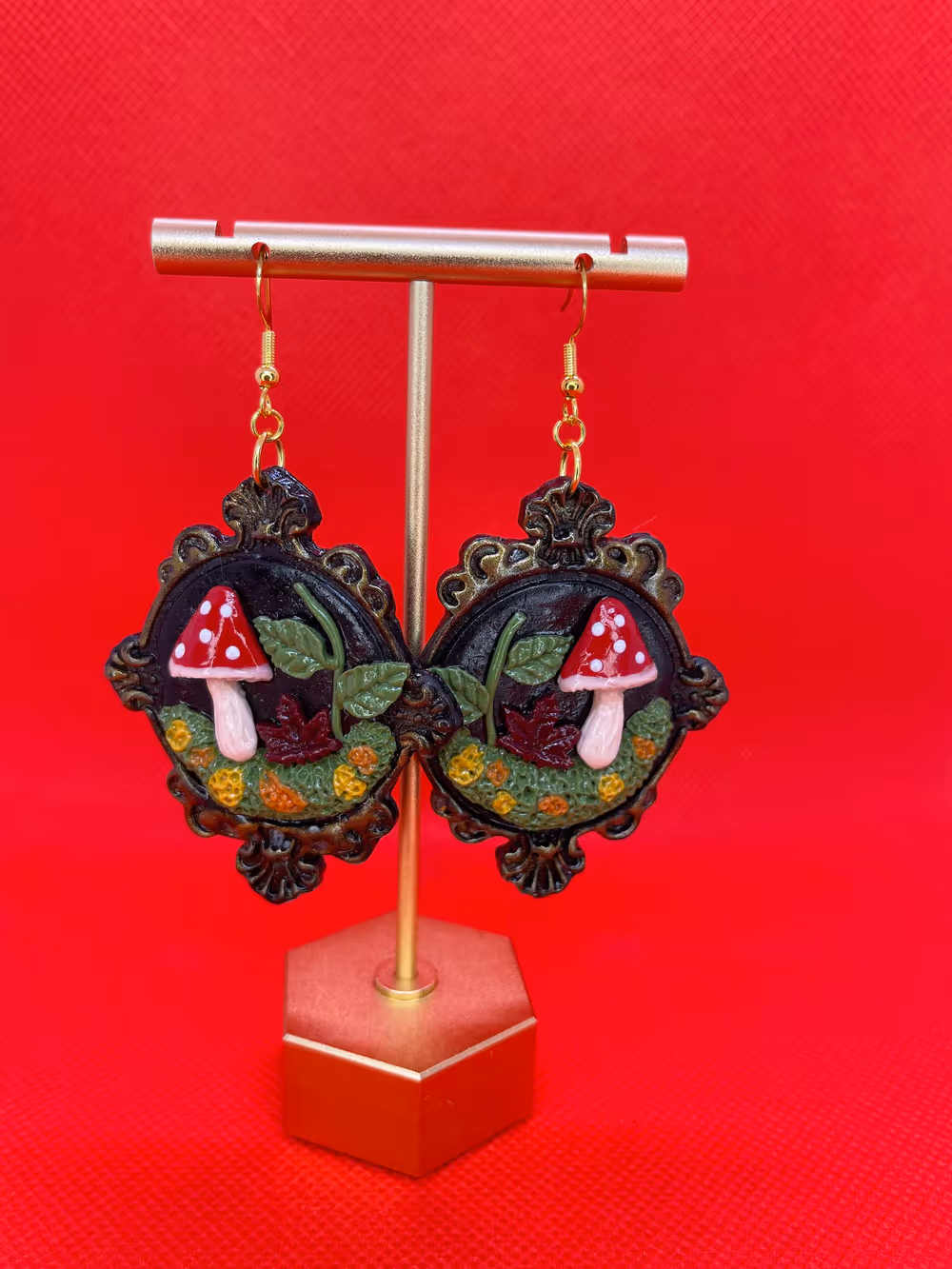 Whimsical Mushroom Frame Earrings
