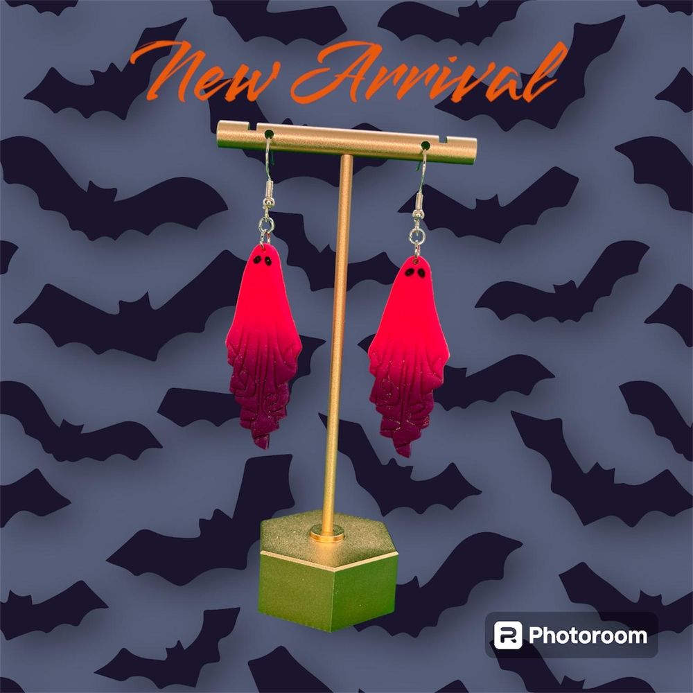 Ghost Earrings, Halloween Ghost Earrings, Clay Earrings, Boh...