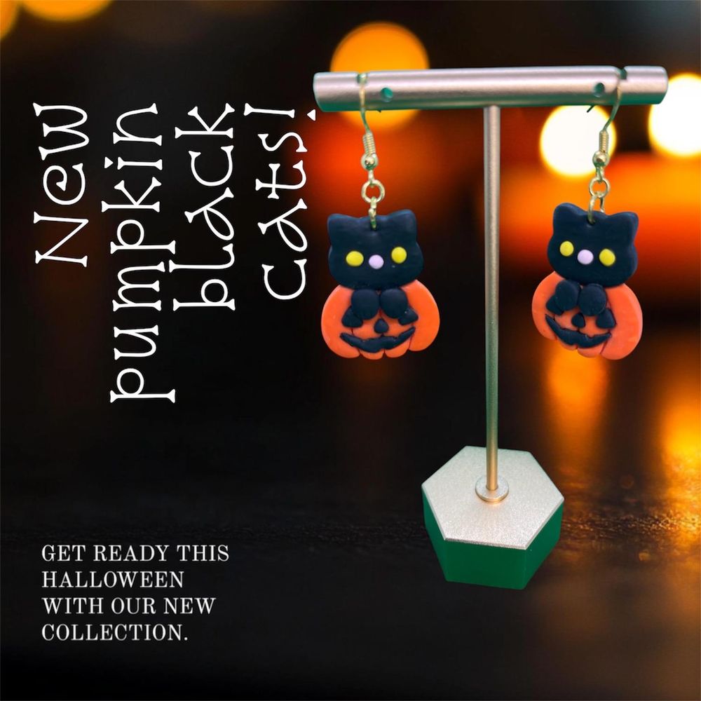Pumpkin Cat Dangle Earrings | Halloween | Dangle Earrings | ...