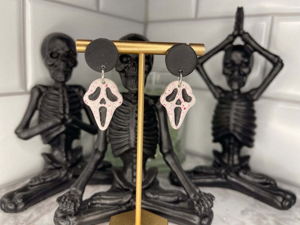 Ghostface Earrings, Horror Earrings, Clay Earrings, Trendy C...